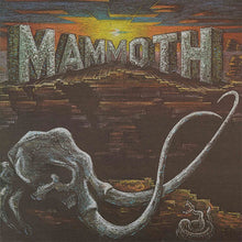Load image into Gallery viewer, Album cover art featuring a stylized illustration of a mammoth with a backdrop of a sunset and a landscape that includes a road.