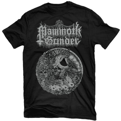 Black t-shirt with 'Mammoth Grinder' band name and monochrome graphic design.
