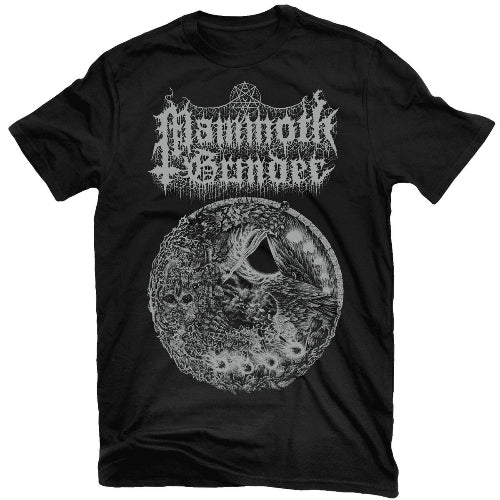 Black t-shirt with 'Mammoth Grinder' band name and monochrome graphic design.