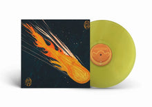 Load image into Gallery viewer, Vinyl record with a fiery design on the cover and a green disc.
