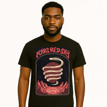 Cargar imagen en el visor de la galería, Person wearing a black t-shirt with &#39;Mars Red Sky&#39; graphic design