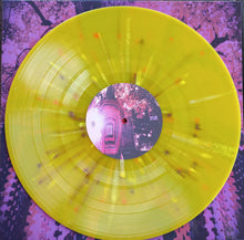 Cargar imagen en el visor de la galería, Yellow vinyl record with a purple and pink abstract background