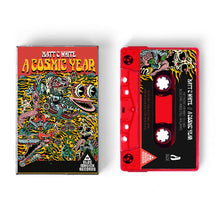 Load image into Gallery viewer, Cassette tape and cover with &#39;Matt C White Cosmic Year&#39; design on a white background