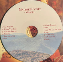 Charger l'image dans la galerie, CD cover with 'Matthew Scott Mirrors' album tracklist on a scenic background