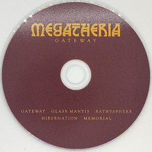 Load image into Gallery viewer, CD with &#39;Megatheria&#39; album cover featuring tracklist on a white background