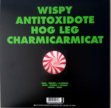 Charger l&#39;image dans la galerie, Vinyl record cover with green text and a red and white spiral design on a black background