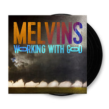 Load image into Gallery viewer, Album cover for Melvins - Working With God featuring a stylized graphic with text and a dramatic sky background.