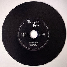Charger l&#39;image dans la galerie, Black vinyl record with &#39;Mercyful Fate&#39; label on a white background