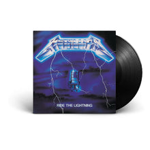 Load image into Gallery viewer, Vinyl record with 'Ride the Lightning' album cover featuring a lightning bolt design.