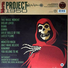 Load image into Gallery viewer, Vinyl album cover with skeleton in red hood and tracklist on a dark background