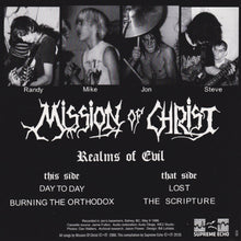 Load image into Gallery viewer, Mission Of Christ - Realms Of Evil back vinyl record cover artwork.