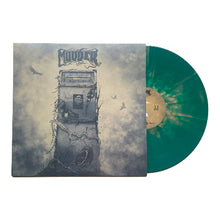 Load image into Gallery viewer, Vinyl record with green disc and album cover featuring artistic design.