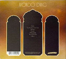 Charger l'image dans la galerie, Back cover of a music album with 'Mondo Drag' branding and tracklist on a gold and brown gradient background.