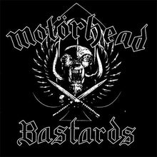 Load image into Gallery viewer, Motorhead logo with skull and crossed swords on a black background