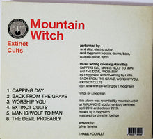 Charger l'image dans la galerie, Back cover of a music album titled 'Mountain Witch' by Extinct Cults with tracklist and credits.