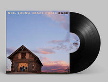 Load image into Gallery viewer, Vinyl record with cover featuring a wooden cabin and 'Neil Young Crazy Horse Barn' text on a gray background