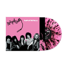 Charger l&#39;image dans la galerie, Vinyl record with pink and black splatter design and cover featuring band members on a white background