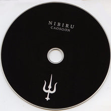 Cargar imagen en el visor de la galería, Black CD with 'Nibiru Caosgon' text and trident symbol on a white background