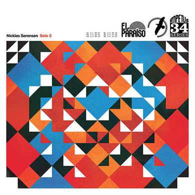 Album cover with geometric pattern and text on a white background