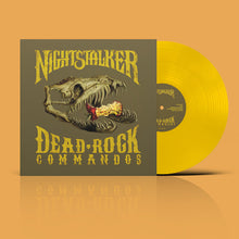 Load image into Gallery viewer, Vinyl record with cover featuring 'Nightstalker' and 'Dead Rock Commandos' on a yellow background