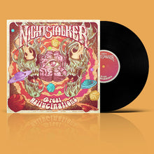 Charger l'image dans la galerie, Vinyl record with colorful cover featuring 'Nightstalker' and 'Giggle Illusions' on a yellow background