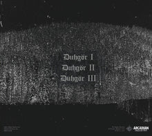 Load image into Gallery viewer, Text 'Duhgor I', 'Duhgor II', 'Duhgor III' on a textured black and white background with 'Arcadian Industry' branding.