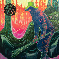 Colorful illustration of a person in a hat interacting with nature, with a stylized tree and abstract background.