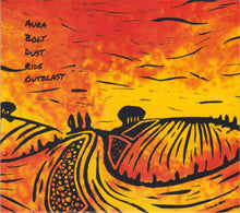 Load image into Gallery viewer, Artistic depiction of a desert landscape with text overlay on an orange and red background