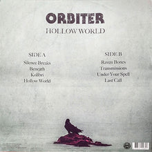 Charger l'image dans la galerie, Album cover for 'Hollow World' by Orbiter with a silhouette of a person on a rock.