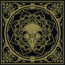 Load image into Gallery viewer, Decorative design with a bird skull in the center on a black background