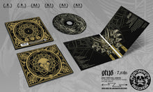 Load image into Gallery viewer, Music album packaging with gold and black design elements on a gray background