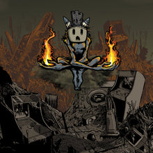 Load image into Gallery viewer, Cartoon character with flames in a post-apocalyptic setting