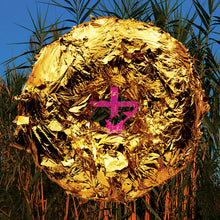Load image into Gallery viewer, Gold spherical object with a pink symbol on a grassy background