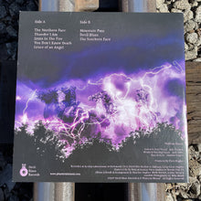 Cargar imagen en el visor de la galería, Vinyl record cover with purple mountain design and text on a wooden surface