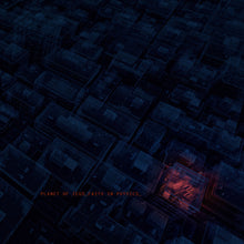 Cargar imagen en el visor de la galería, Dark blue geometric pattern with a glowing red square in the center, text 'Planet of Zeus. Faith in Physics.'