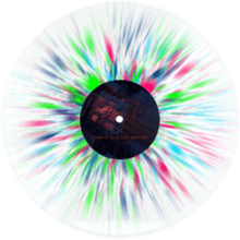 Cargar imagen en el visor de la galería, Colorful vinyl record with a multicolored design on a white background