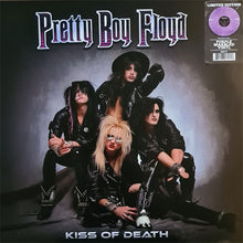 Load image into Gallery viewer, Cover art for Pretty Boy Floyd - Kiss Of Death vinyl record featuring members of the band dressed in black with a dark background.