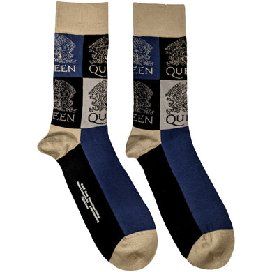 Queen - Unisex Ankle Socks:  Crest Blocks (Navy Blue)