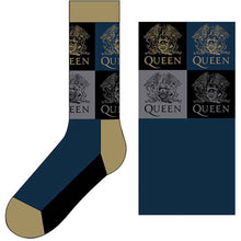 Load image into Gallery viewer, Queen - Unisex Ankle Socks:  Crest Blocks (Navy Blue)