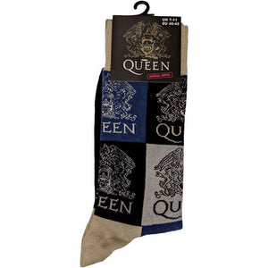 Queen - Unisex Ankle Socks:  Crest Blocks (Navy Blue)
