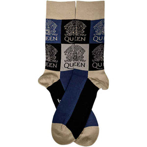 Queen - Unisex Ankle Socks:  Crest Blocks (Navy Blue)