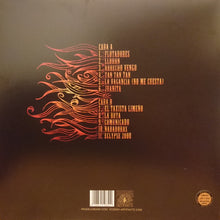 Load image into Gallery viewer, Pendejo - Cantos A La Vida back vinyl record sleeve with tracklist and artistic design on a brown background