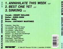 Load image into Gallery viewer, Black Flag - Annihilate This Week (CD)