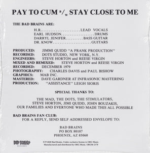 Bad Brains - Pay To Cum! (Vinyl/Record)