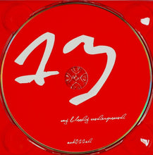 Load image into Gallery viewer, Compact disc with white text and design on a red background