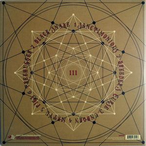 Hippie Death Cult - 111 back album cover with geometric design and text on a brown background