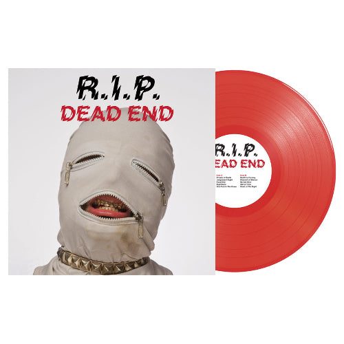 Vinyl record with a red disc and white label featuring 'R.I.P. Dead End' design on a white background.