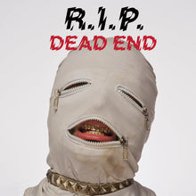 Load image into Gallery viewer, Beige balaclava with zipper mouth and studded collar on a white background with 'R.I.P. DEAD END' text.