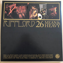 Load image into Gallery viewer, Vinyl record cover with band images and text 'Rifflord 26 Mean &amp; Heavy' on a black background.