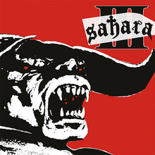 Cargar imagen en el visor de la galería, CD cover art for Sahara featuring a black and white illustration of a growling dog with fangs visible, set against a red background. The album title &#39;Sahara III&#39; is displayed at the top in white text.